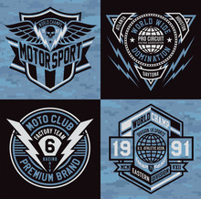 Sports Emblem Graphic Crest Set