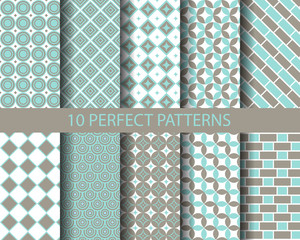 Wall Mural - 10 cute blue geometric patterns