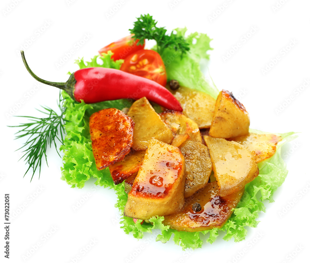 Homemade fried potato isolated on white