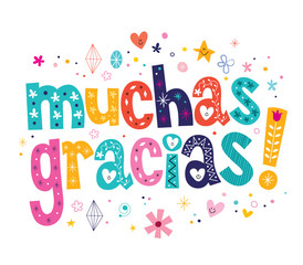 Wall Mural - muchas gracias many thanks in Spanish card