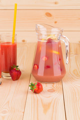 Wall Mural - glass of strawberry smoothie