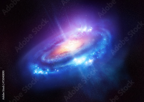 Photographie Une galaxie spirale colorée dans Deep Space