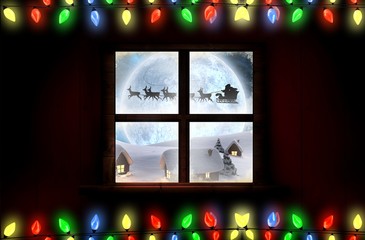 Aufkleber - Composite image of decorative lights hanging in a shape
