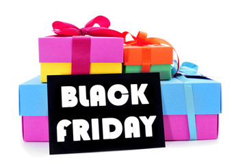 Poster - gifts and a signboard with the text black friday