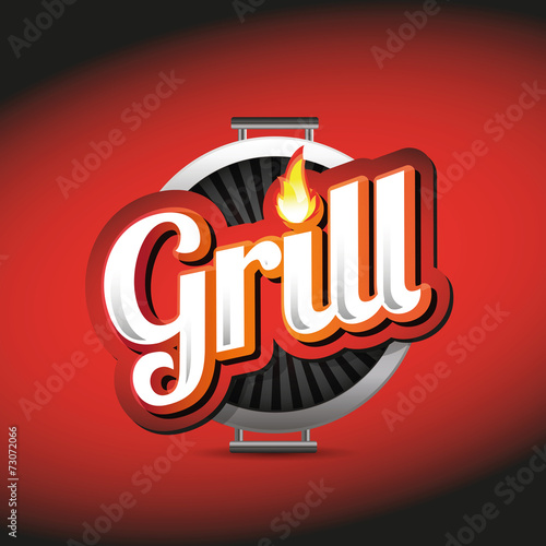 Obraz w ramie Grill Menu Card Design template label