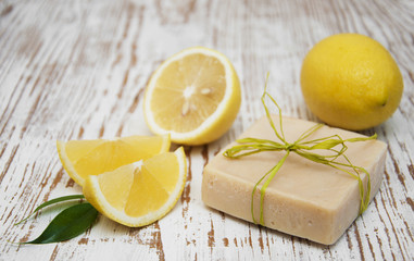 Wall Mural - Piece of handmade lemon soap