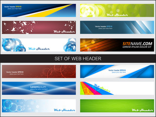 Wall Mural - set of web header or banner, editable vector design