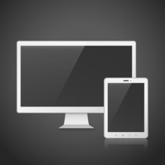 Wall Mural - tv and tablet with blank screen