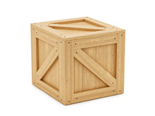 Render Of A Wooden Box, Isolated On White