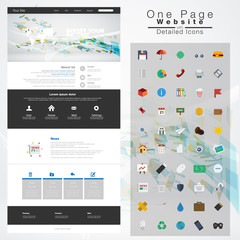 One page website design template. All in one set for website des