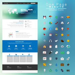 One page website design template. All in one set for website des