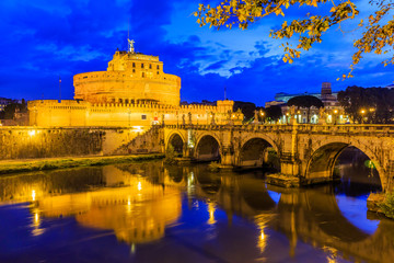 Wall Mural - astle Sant'Angelo and the Ponte Sant'Angelo. Rome, Italy