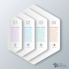 Wall Mural - Infographics Vector Background 4-Step Process Hexagon