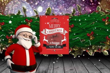 Fototapete - Composite image of cute cartoon santa claus