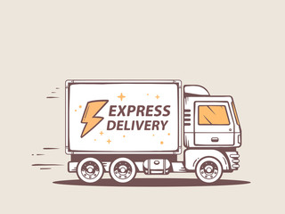 Wall Mural - Vector illustration of truck free express delivery to customer.