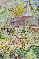  Thai mural painting art of Lanna Buddhist festival