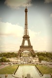 Fototapeta Paryż - Paris - Eiffel Tower. Cross processed color tone.