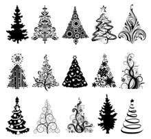 Set Of Luxury Christmas Trees.
