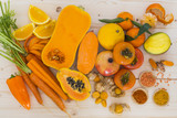 Fototapeta Sypialnia - Orange vegetables and fruit