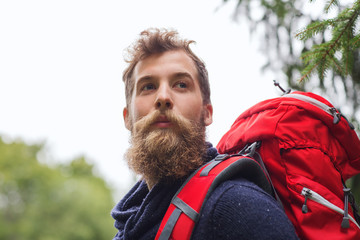 Sticker - man with beard and backpack hiking