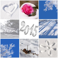 Wall Mural - 2015, snow and winter photos collage