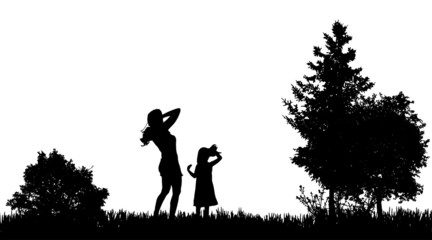 Canvas Print - Vector silhouettes of family.