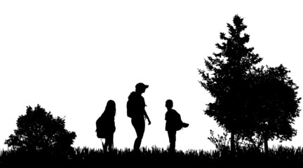 Poster - Vector silhouettes of family.