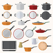 vector flat color design kitchen utensils set