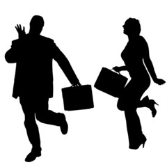 Sticker - Vector silhouettes of business people.