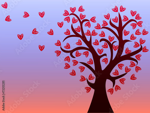 Love tree with leaves of hearts. © sveta3