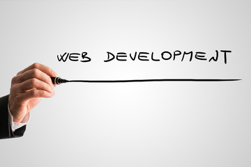 businessman writing web development