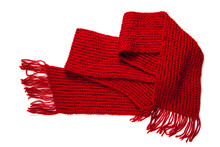 Knitted Red Scarf With Fringe