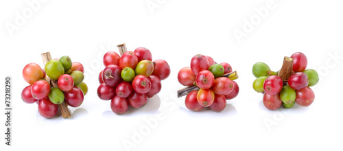 Fototapeta na wymiar ripe coffee beans on white background