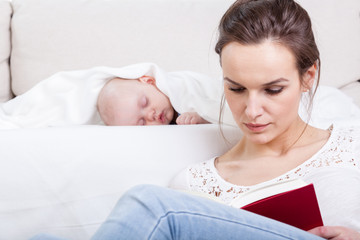 Mother reading a book