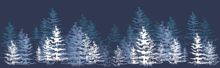 Poster - Winter background with Christmas trees