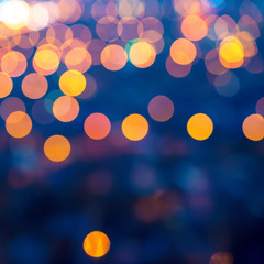 Wall Mural - merry christmas lights abstract circular bokeh on blue backgroun