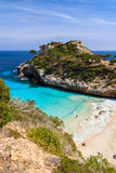 Fototapeta Do akwarium - Beautiful beach azure sea water, Cala des Moro, Majorca island