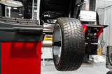 Wheel balancing close up