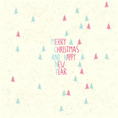 Aufkleber - Merry Christmas Card Hand Drawn.