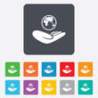 © blankstock - World insurance sign. Hand holds earth.