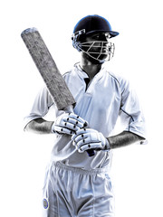 Cricket player  portrait silhouette