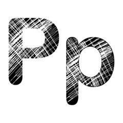 grunge scratch letter P alphabet symbol design on white.