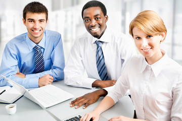 Wall Mural - Businesspeople working at meeting