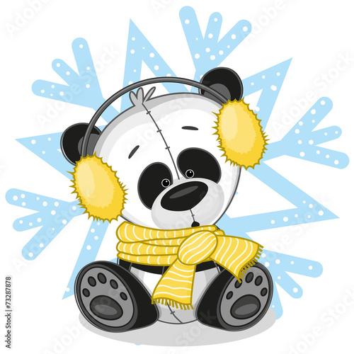 Board z aluminiowym obramowaniem Panda w futerkowych słuchawkach