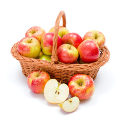 Ripe apples in basket