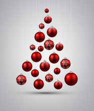 Christmas Tree With Red Christmas Balls.