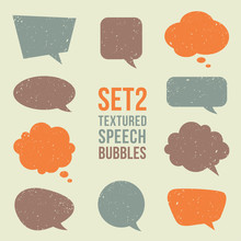 Retro Textured Speech Bubbles Set