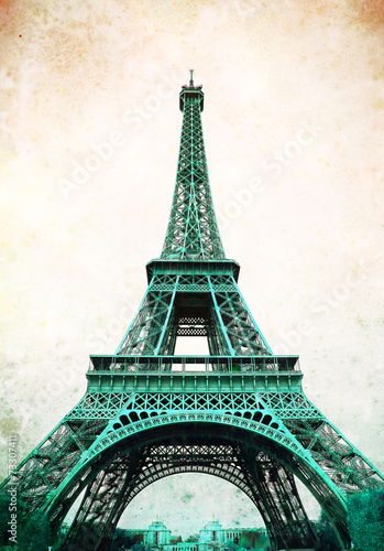 Plakat na zamówienie Eiffel Tower - retro postcard styled.