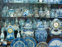 Antique Dutch Traditional Porcelain In Antiques Store