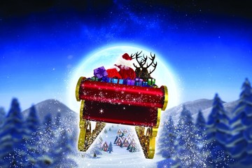 Aufkleber - Composite image of santa flying his sleigh